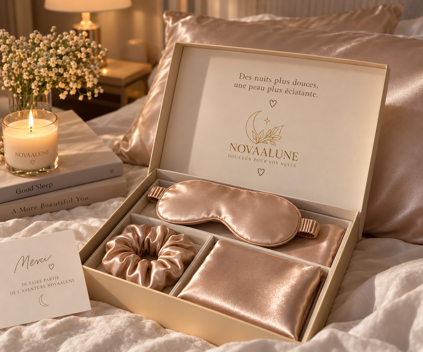 Coffret Nuit NOVAALUNE – Soie Naturelle Premium 22 mommes